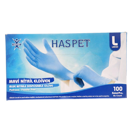 HASPET MUAYENE ELDİVENİ ( L ) MAVİ PUDRASIZ 